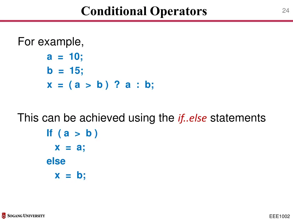 conditional operators 1