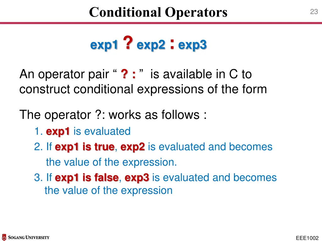 conditional operators