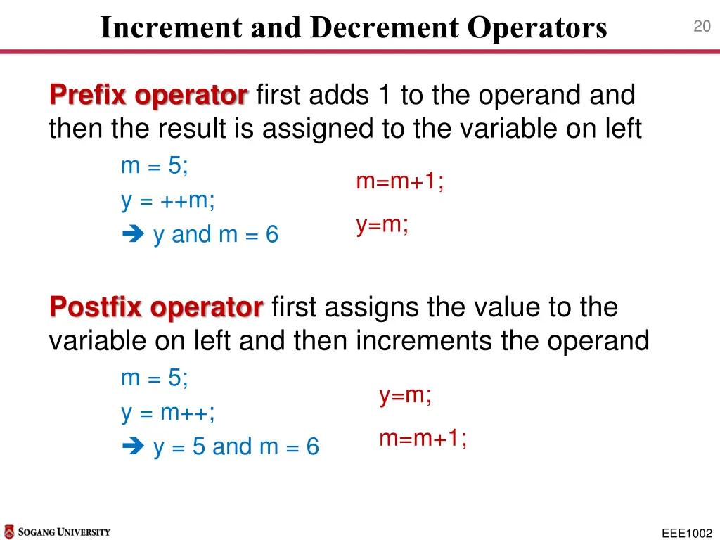 increment and decrement operators 1