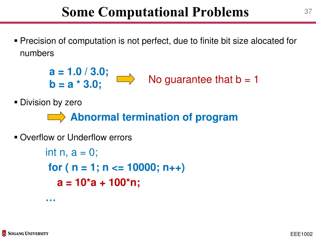 some computational problems