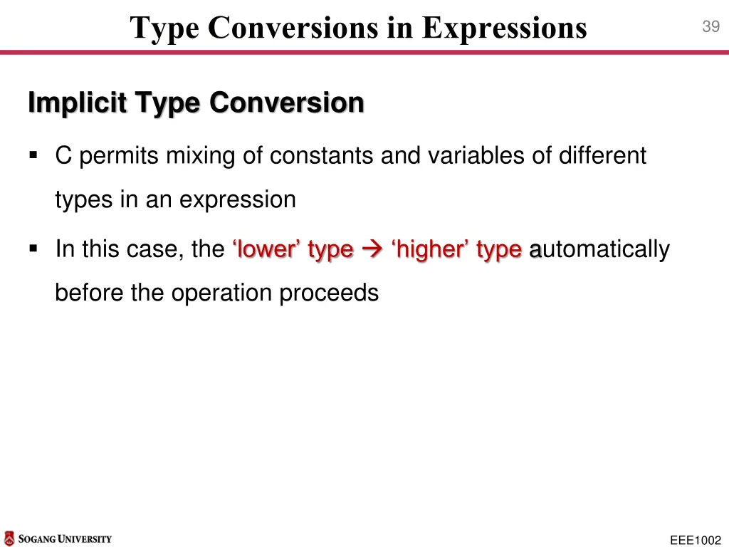 type conversions in expressions