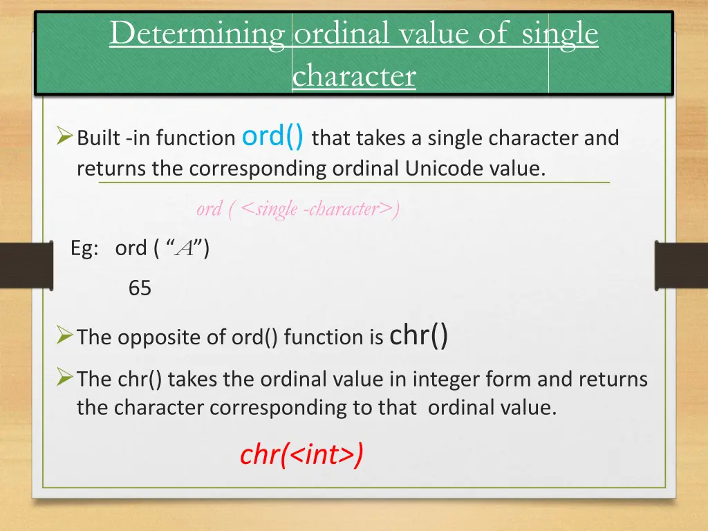 determining ordinal value of single character