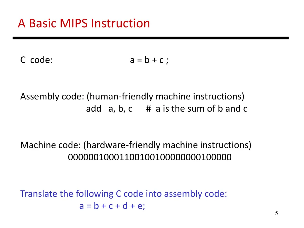 a basic mips instruction