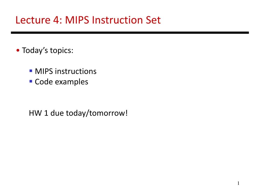 lecture 4 mips instruction set