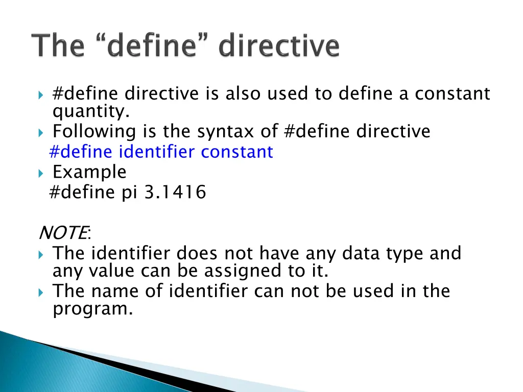 define directive is also used to define