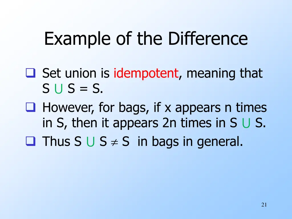 example of the difference