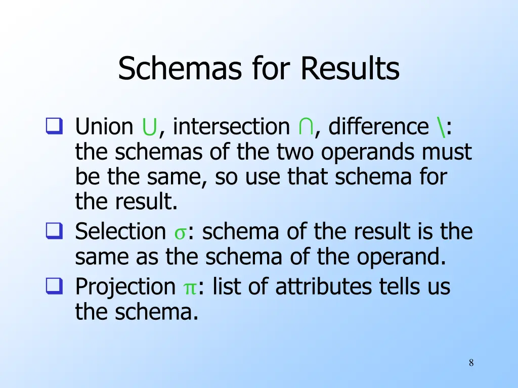 schemas for results