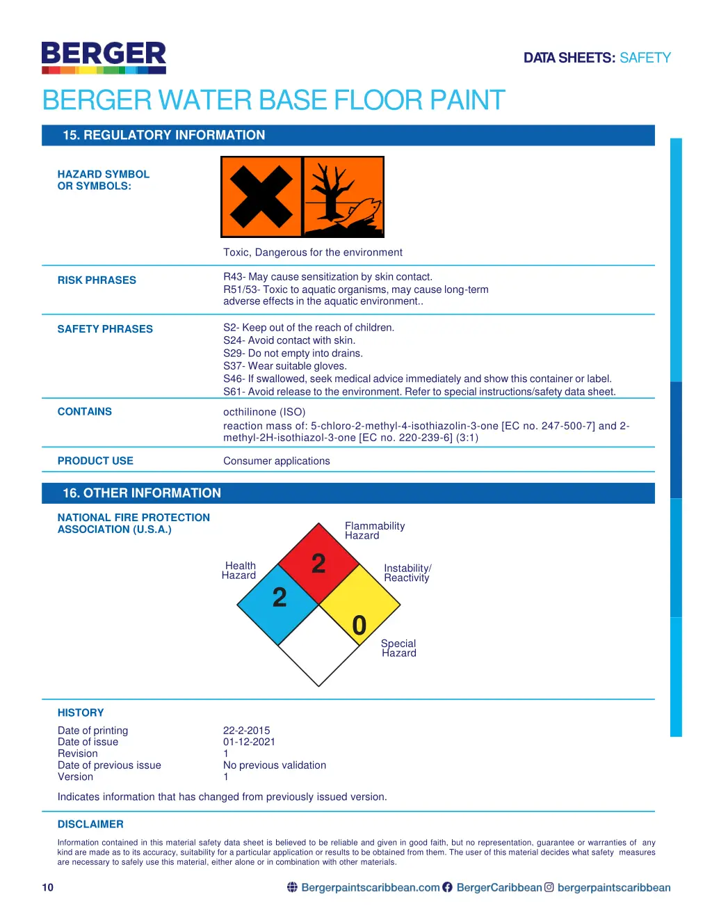 da tasheets safety 8