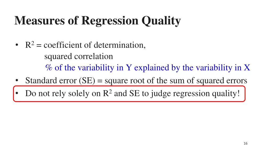 measures of regression quality 1