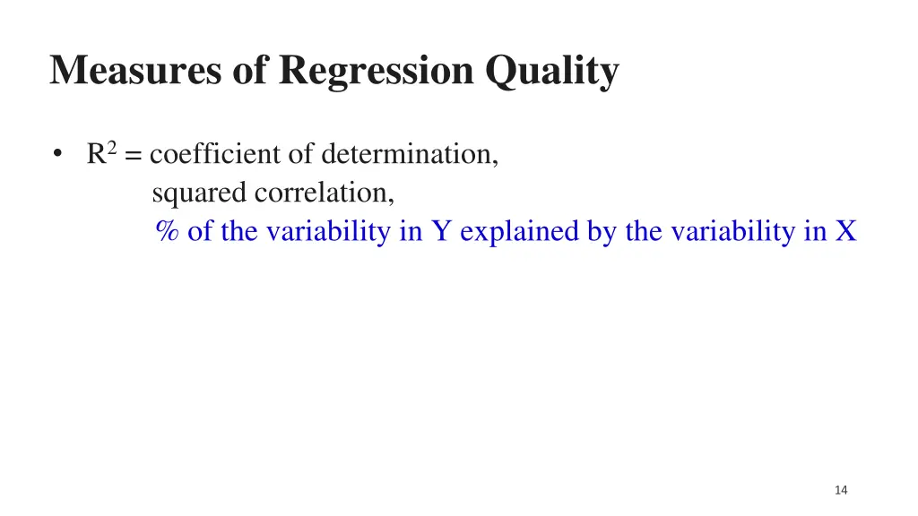 measures of regression quality