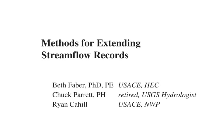 methods for extending streamflow records
