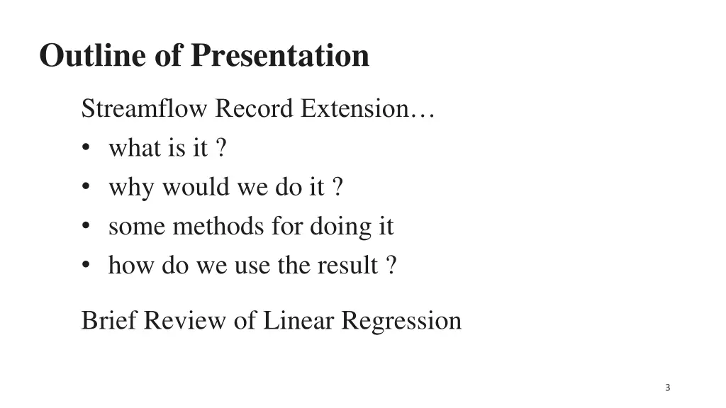 outline of presentation