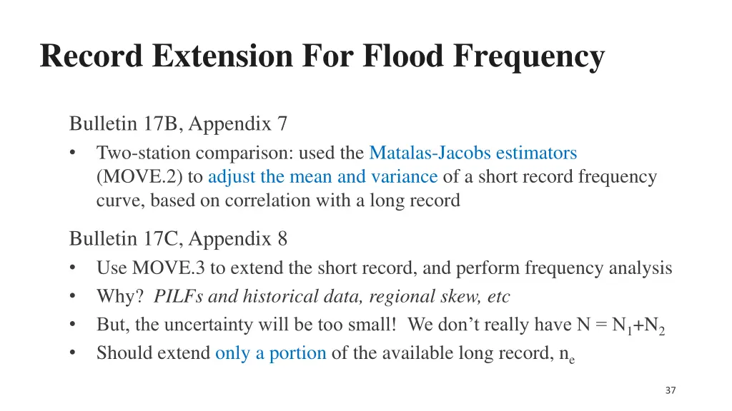 record extension for flood frequency