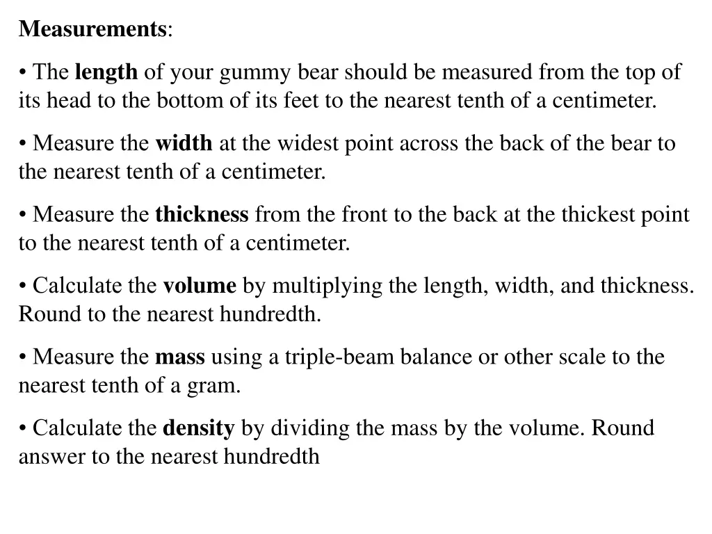 measurements