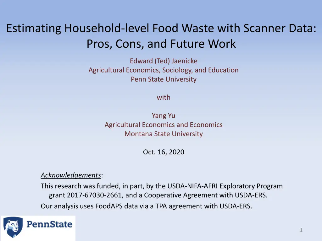 estimating household level food waste with
