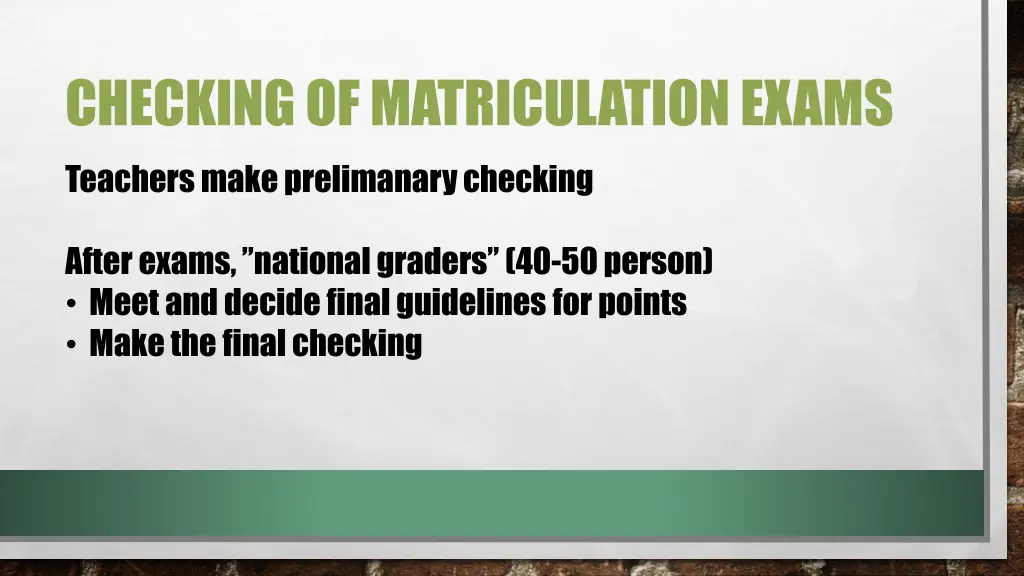 checkingof matriculationexams
