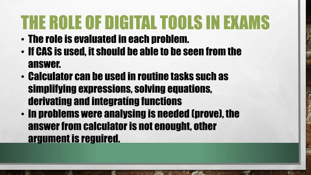 theroleof digitaltoolsin exams theroleis