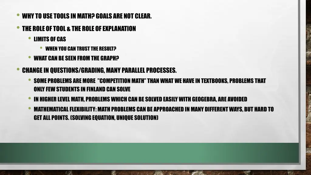 whyto usetoolsin math goalsarenotclear theroleof