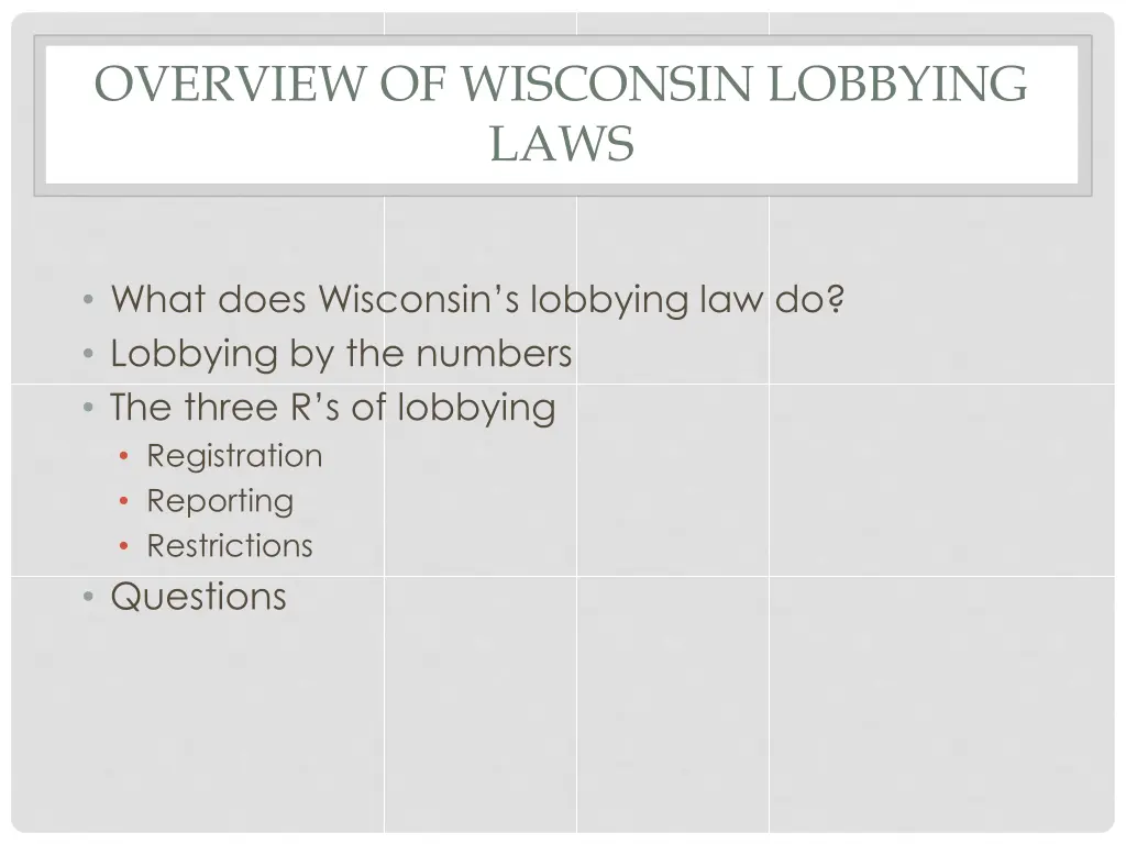 overview of wisconsin lobbying laws