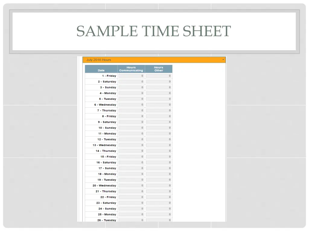 sample time sheet
