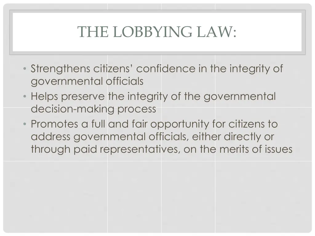 the lobbying law