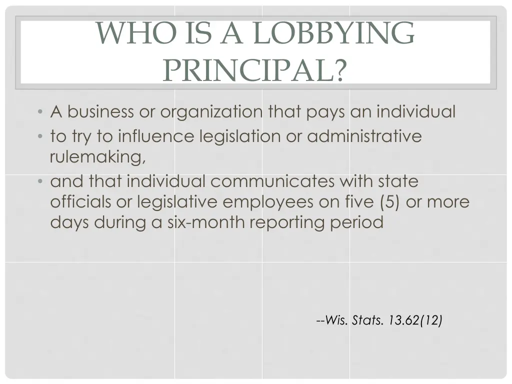 who is a lobbying principal