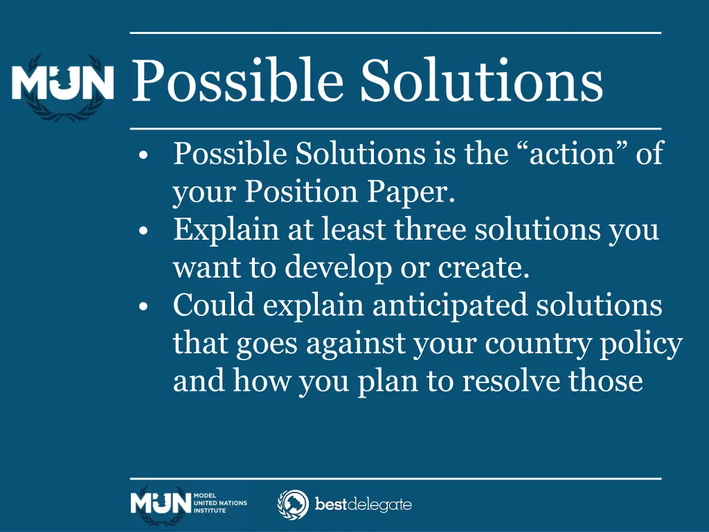 possible solutions