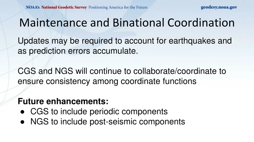 maintenance and binational coordination