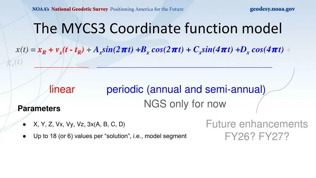 the mycs3 coordinate function model