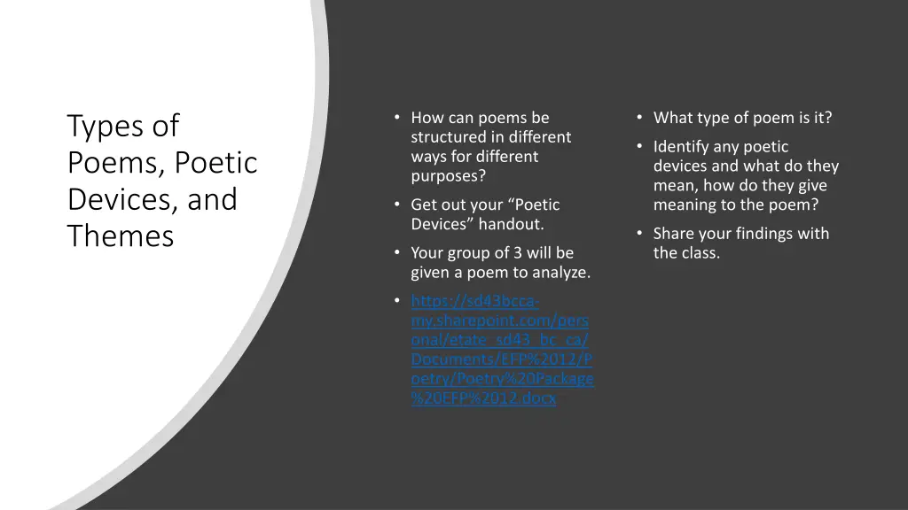 how can poems be structured in different ways