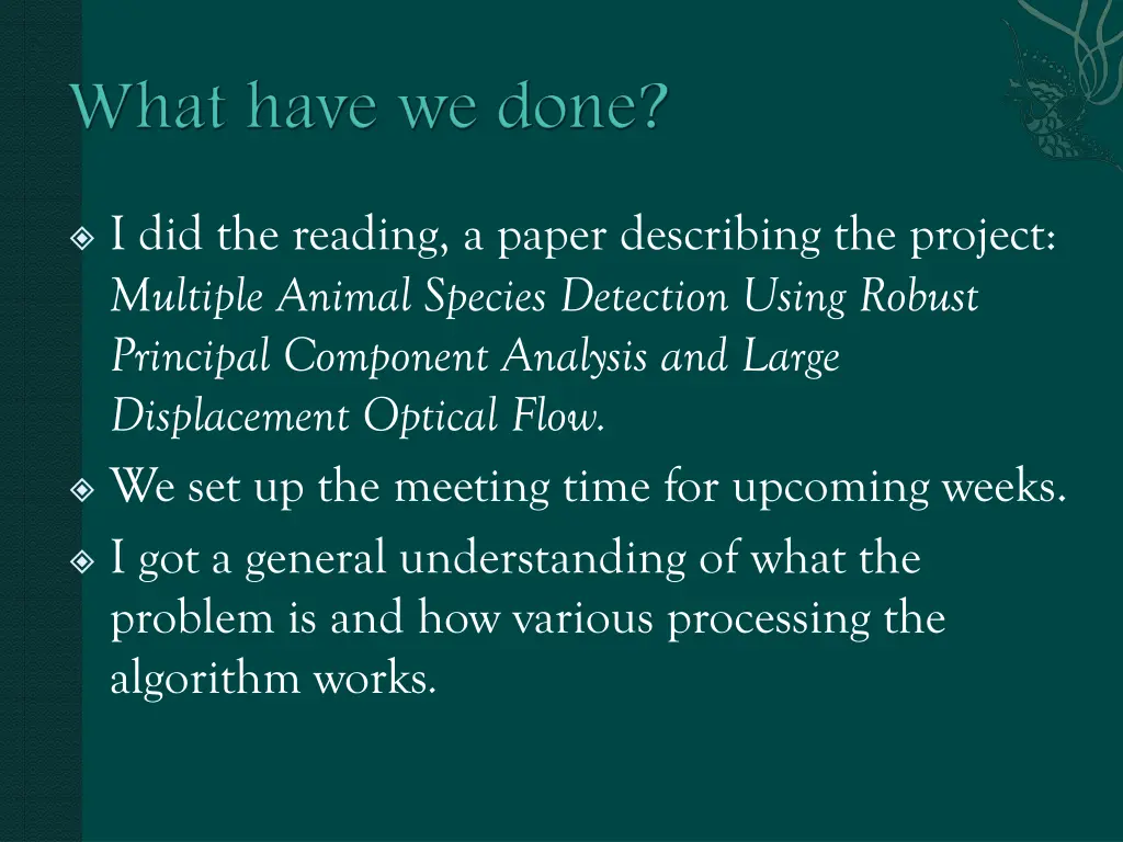 i did the reading a paper describing the project