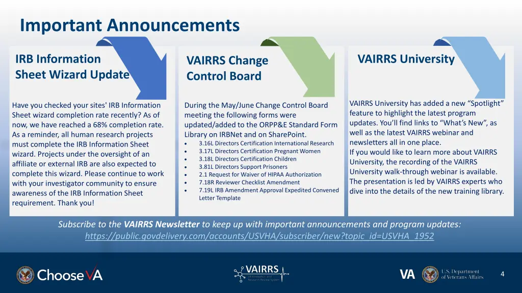 important announcements