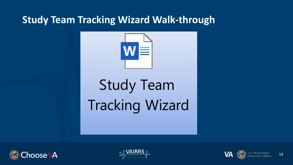 study team tracking wizard walk through