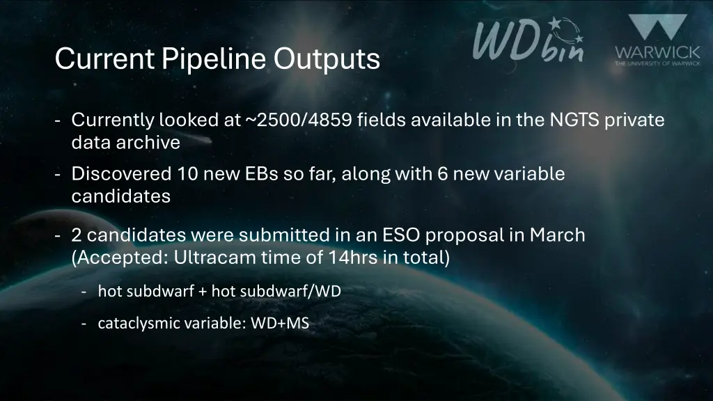 current pipeline outputs