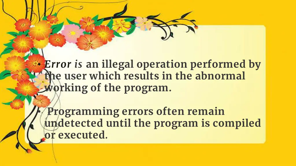 error is an illegal operation performed