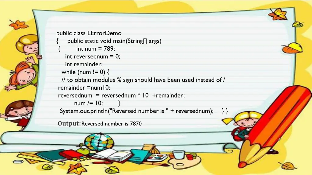 public class lerrordemo public static void main