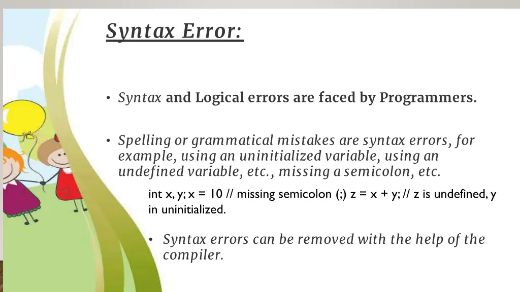 syntax error