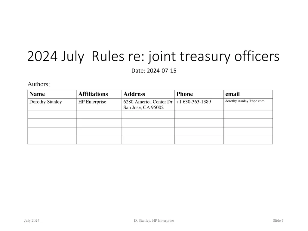 2024 july rules re joint treasury officers date