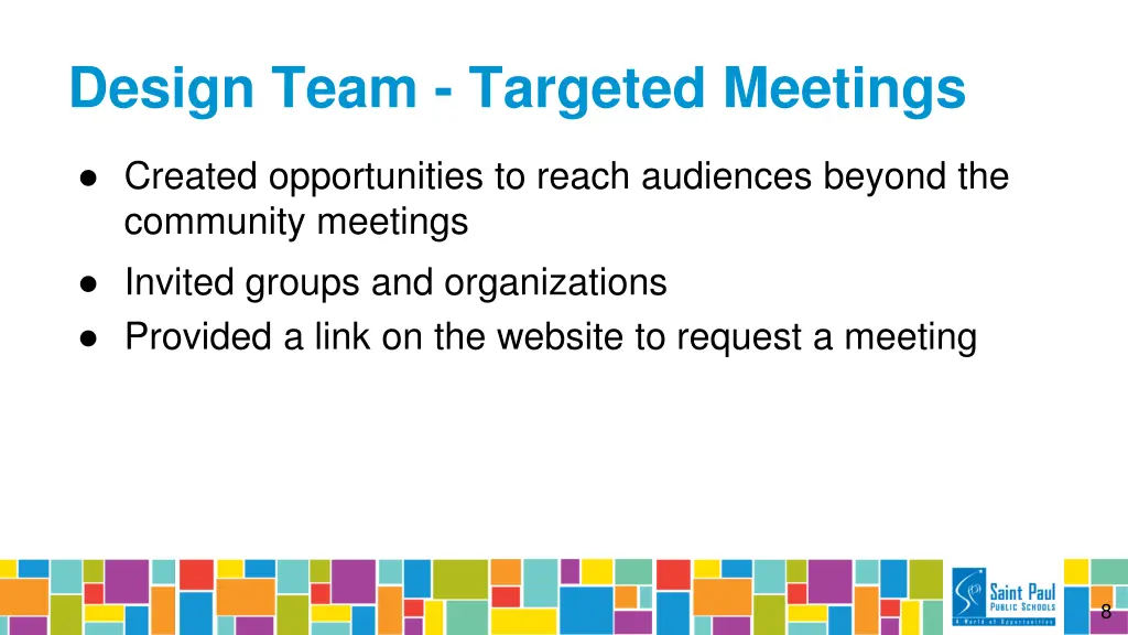 design team targeted meetings
