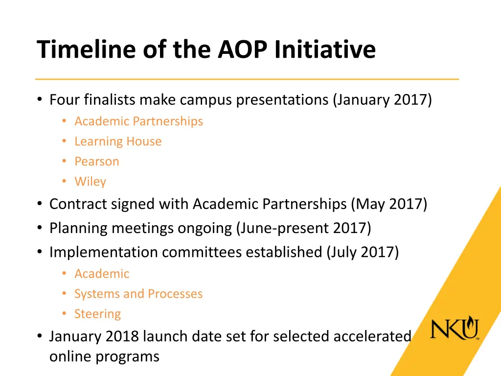 timeline of the aop initiative 1