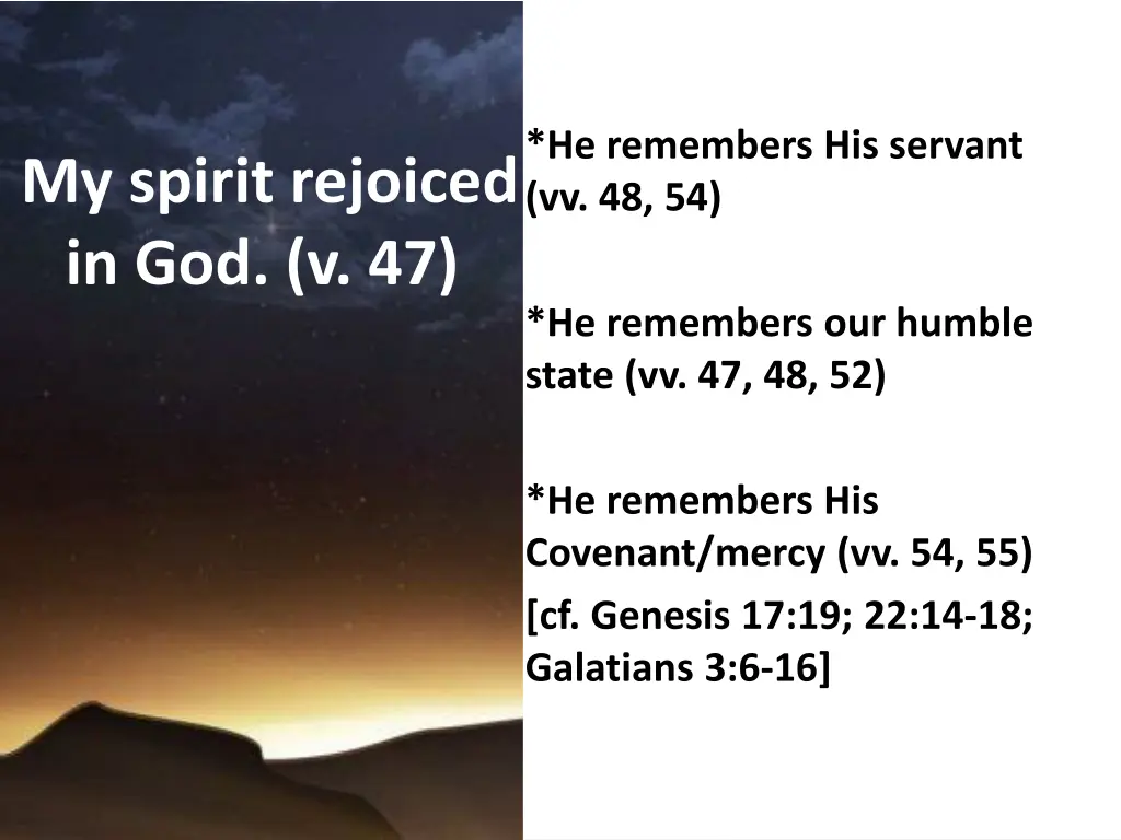 he remembers his servant vv 48 54