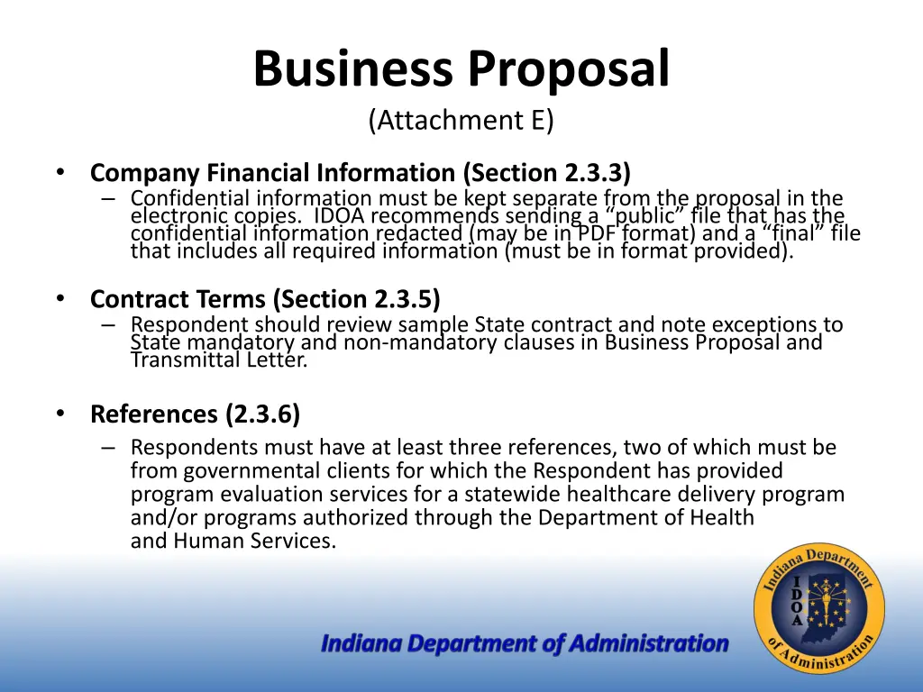 business proposal attachment e