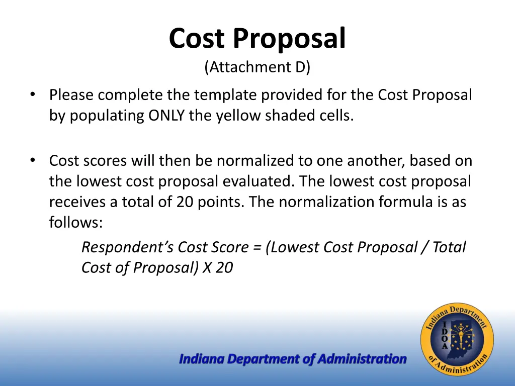 cost proposal attachment d