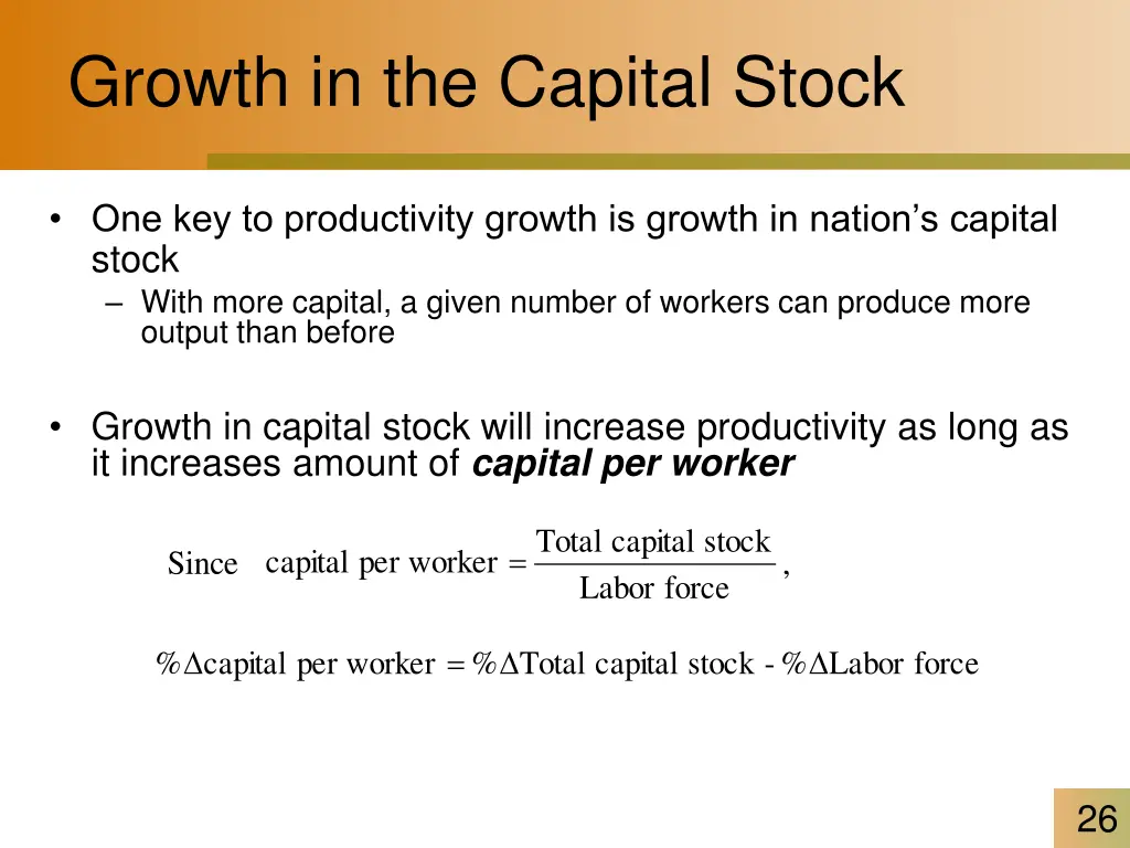 growth in the capital stock
