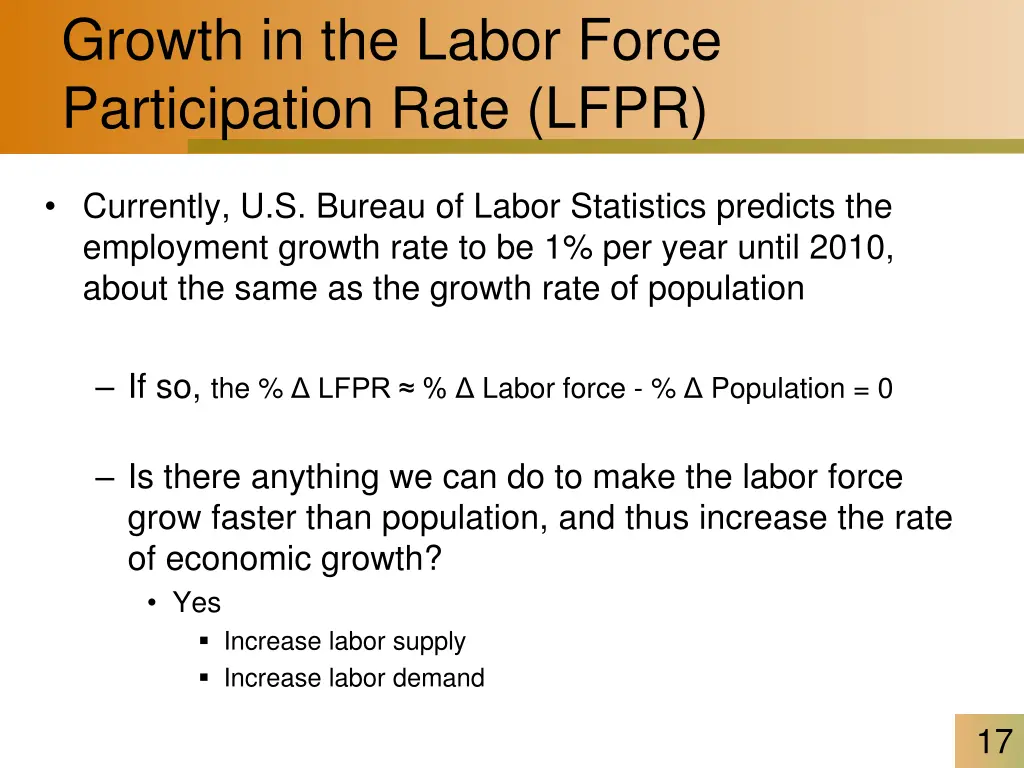growth in the labor force participation rate lfpr 1