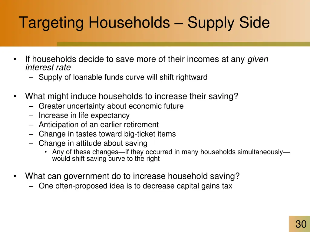 targeting households supply side