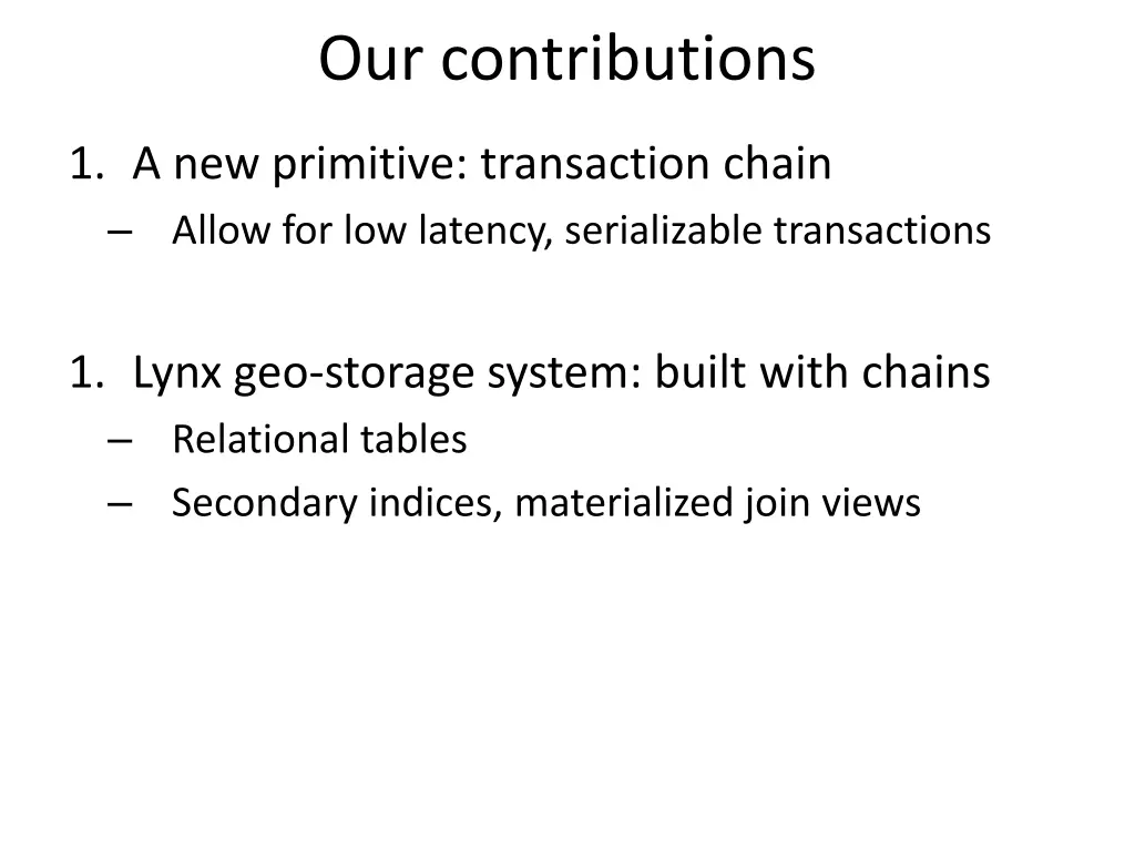 our contributions