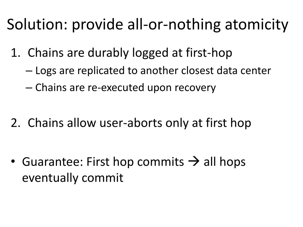 solution provide all or nothing atomicity