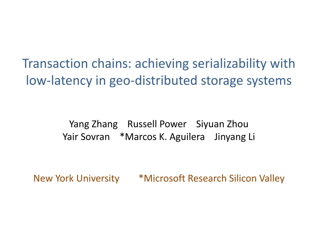transaction chains achieving serializability with