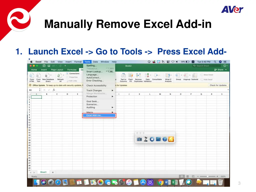 manually remove excel add in 1